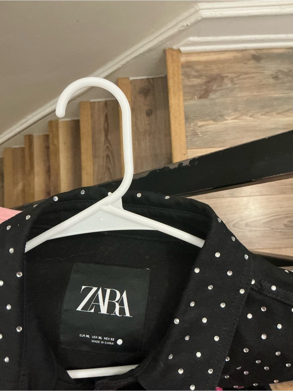 ZARA Black Shacket with Silver Rhinestones